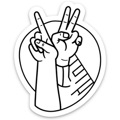 Man throwing up a peace sign  sticker