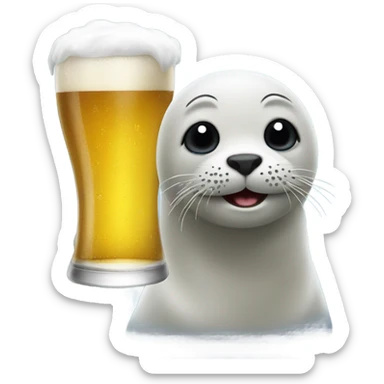 HAPPY seal drinks beer hair sticker