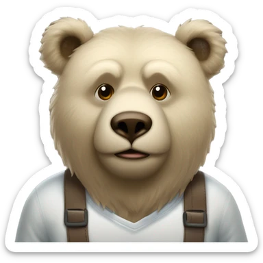 Un ours avec un cours dans les bars et des cœur autour de lui sticker