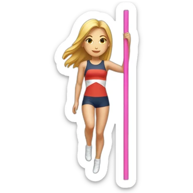 pole vault girl distanced legs from down jumping in beach volley uniform sticker
