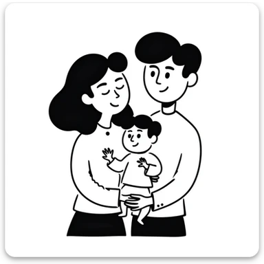 family with mom, dad, and baby sticker