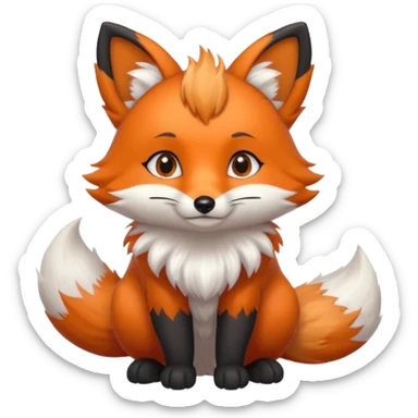 Floofy the Creampuff fox blackish gray fur color chubby Black paws orange color 3 tailsCrystals on the head, tails and Back sticker