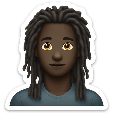 A dark skin boy with a long a big Adam's Apple and 1 centimeter long dreads with a receding hairline sticker