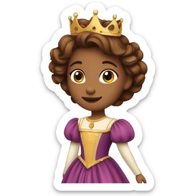 Princesa con pelo marrón riendose sticker