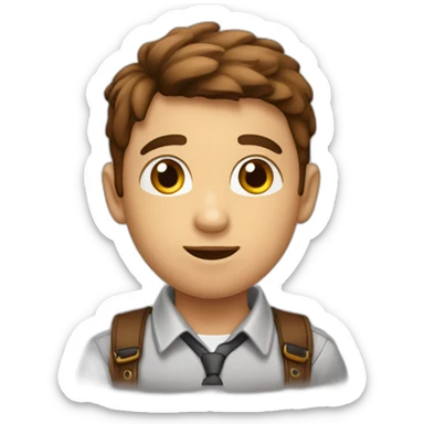 garçon-brun-yeux marrons - sticker