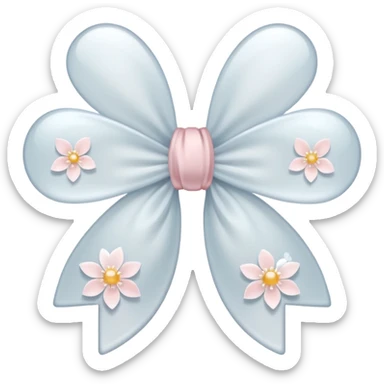 white sakura with a bow and frosted glass effect sticker