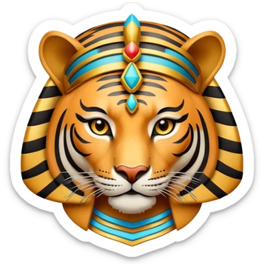 Tiger pharaoh with Egyptian headdress sticker