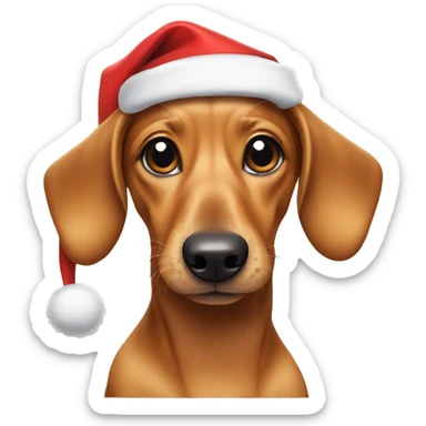 Dashund with santa hat sticker