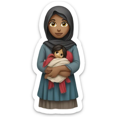 An Afghan girl with a rag doll  sticker