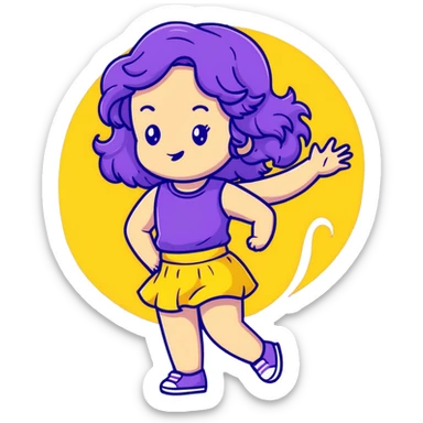 A cute girl with long, wavy purple hair reaching her waist sticker