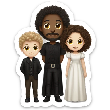 Gothic mixed wife, white skin brown curly haired husband and a light skinned baby boy sticker