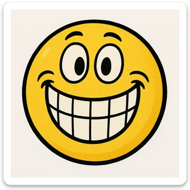 yellow face with big grin sticker