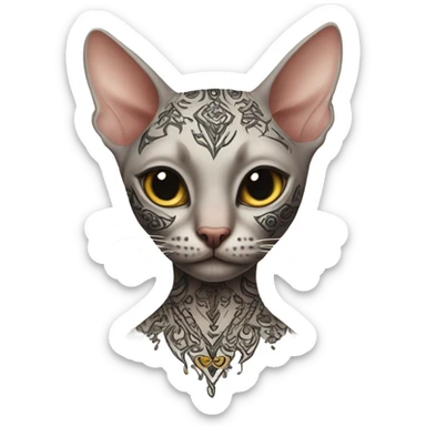 Tattooed hairless cat sticker
