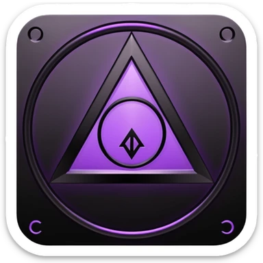 Emoji, dark futuristic occult sigil, symmetrical geometric shape, black metal with faint violet glow, gothic cyber aesthetic, minimal flat design, sharp edges, centered, transparent background sticker