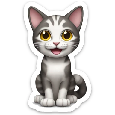 a cat that waves its hind leg to say ‘hello.’ sticker