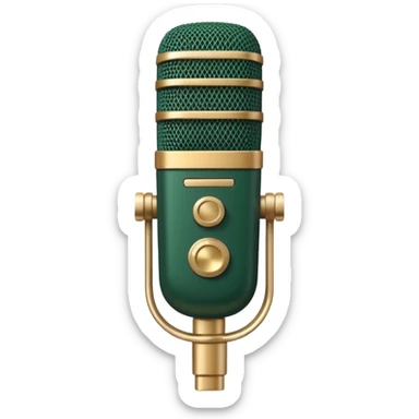 dark green radio microphone with beige inserts, only these two colors, modern design sticker