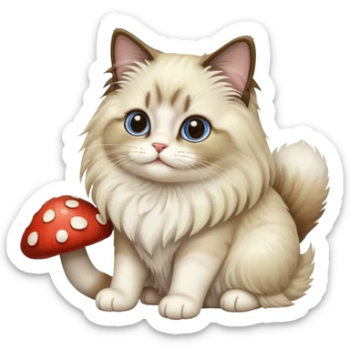 One ragdoll cat selling mushrooms sticker