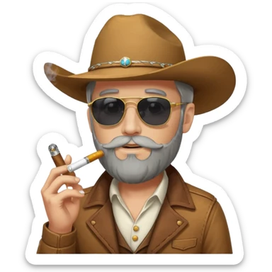 White cowboy with beard and sunglasses smoking a stogie sticker