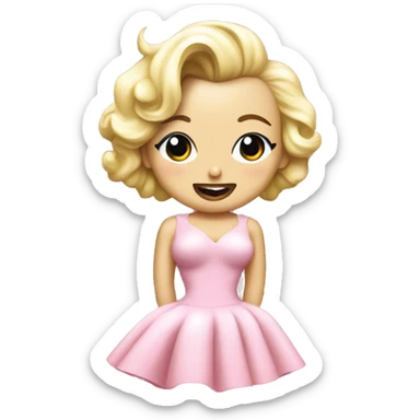 Marilyn Monroe on a pink dress that has a corns on it sticker