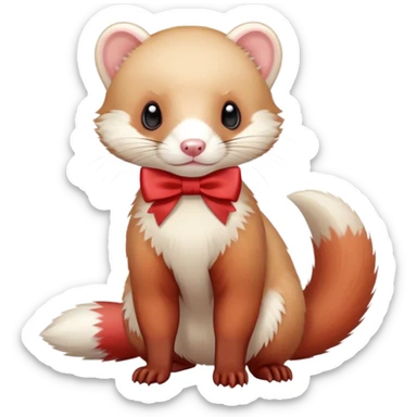 light red full body ferret with White ribbon bow sticker