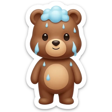 Cute bear taking shower sticker