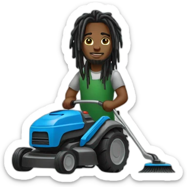 Black man with dreads mowing sticker