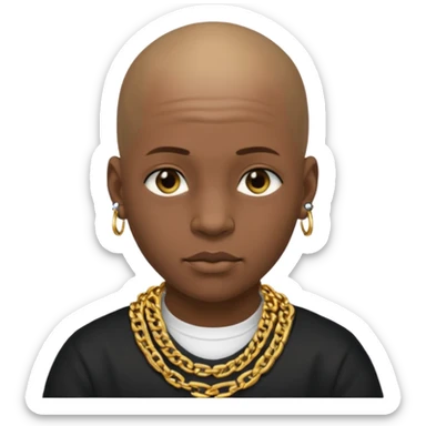 Young African rapper, bald with chain, without ear piercings/ jewelry  sticker