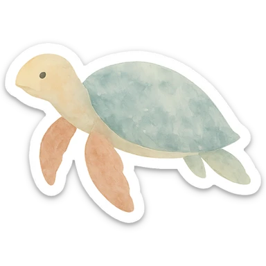turtle watercolor art style sticker