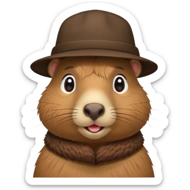 Cute Capybara wearing a hat sticker