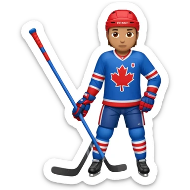 Hockey player in blue and red full body sticker