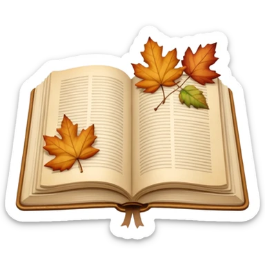 beige autumn open book with leaves on it sticker