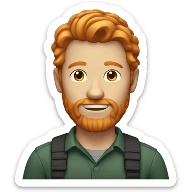 Ginger man with shoulder length hair and facial hair sticker