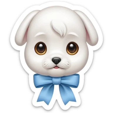 white baby maltese ribbon short ear face sticker