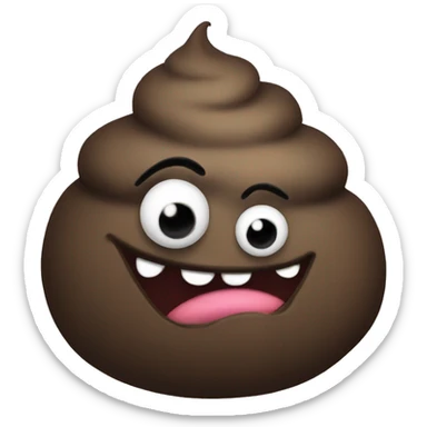An evil turd looking at a kind turd sticker