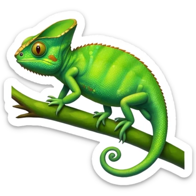 A green chameleon  sticker