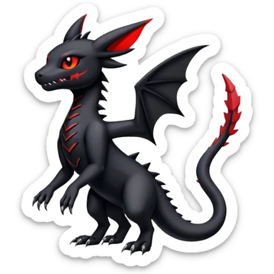 Gothic Edgy Badass Gloomy Cute Dark Guilmon-Salandit-Umbreon-Fakémon-hybrid-creature (full body)  sticker