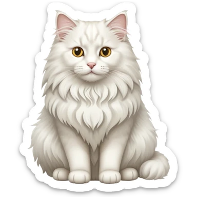 Majestic white norwegian forest cat sitting regally sticker