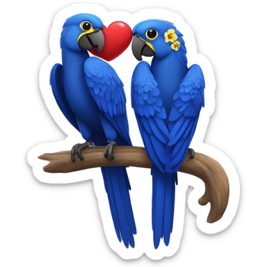 Hyacinth Macaw pair Full Body love with heart sticker