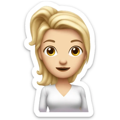 a white women in mini dress with open hair showing point finger pointing on me sticker