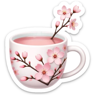 Cute Pastel pink and white Cherry Blossom Sakura Tea sticker