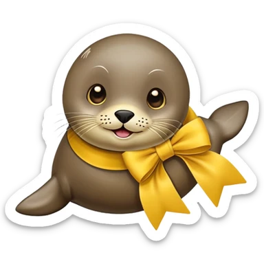 Seal with yellow bow sticker