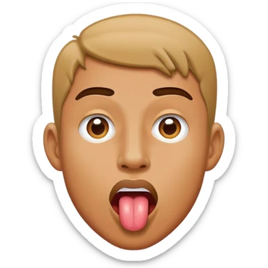 profile view of a man sticking his tongue out, facing left sticker