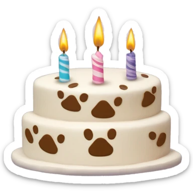 Paw print birthday cake with three candles sticker