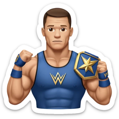 John Cena with wwe championship  sticker