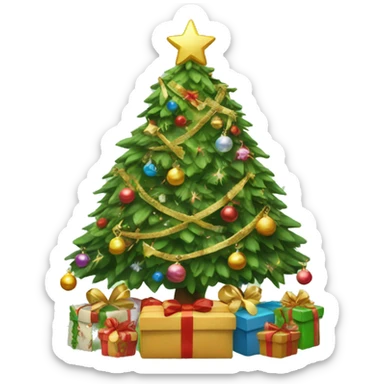 christmas tree with lots of decor sticker