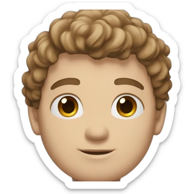 white man, black shirt with white filled 5 pointed star, white cuffs, blue eyes, brown fluffy hair sticker