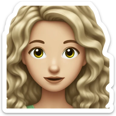white girl with green eyes and long brown wavy hair sticker