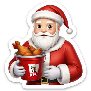 santa holding a bucket of "KFC" chicken sticker