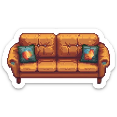 cozy sofa with soft cushions in warm colors sticker