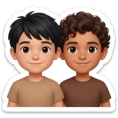 2 boys in love. One Asian a light tan with black hair and one Mexican with curly brown hair, really light brown skin. Both dark brown eyes sticker